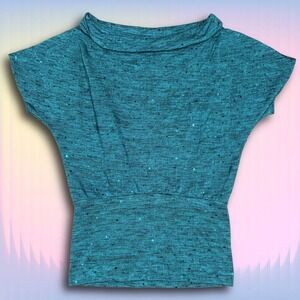 Size Small NWT Y2K Deadstock Teal Cowl Neck Top